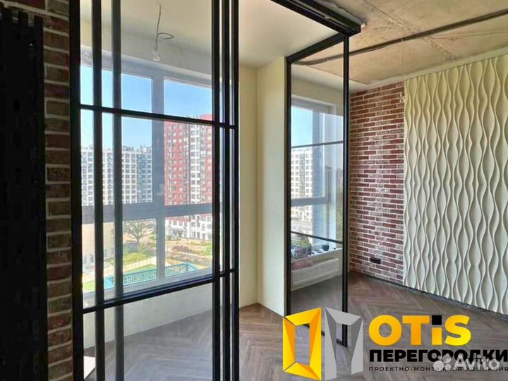 Стеклянная перегородка для зонирования