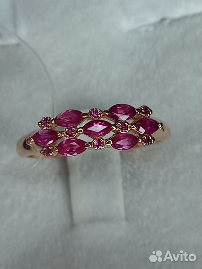 Золотое кольцо с рубинами 585пр