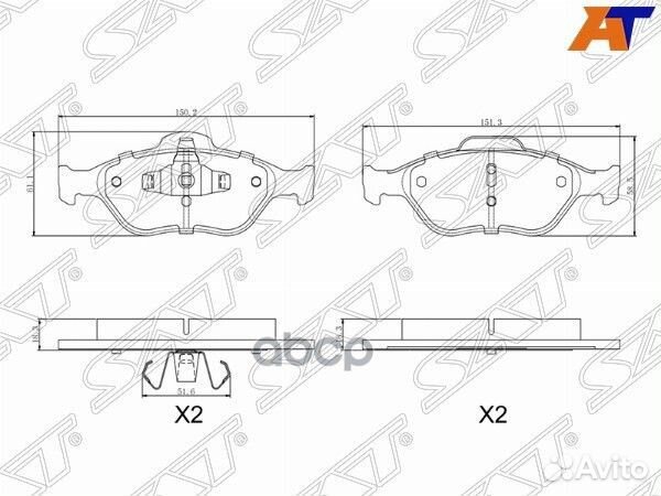 Колодки тормозные перед mazda2 DY 03-07 ST-D3Y0