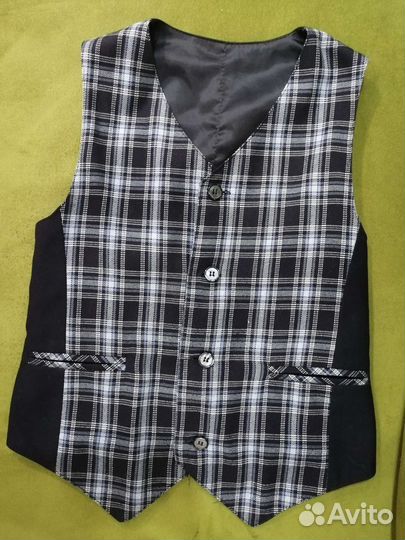 Жилетка школьная синяя клетка на мальчика