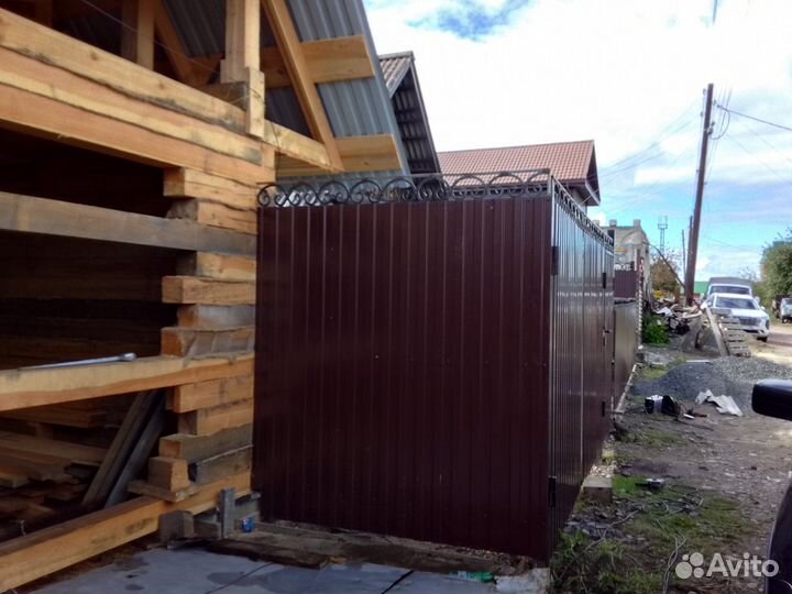 Установка забора из Профлиста. Изготовление ворот