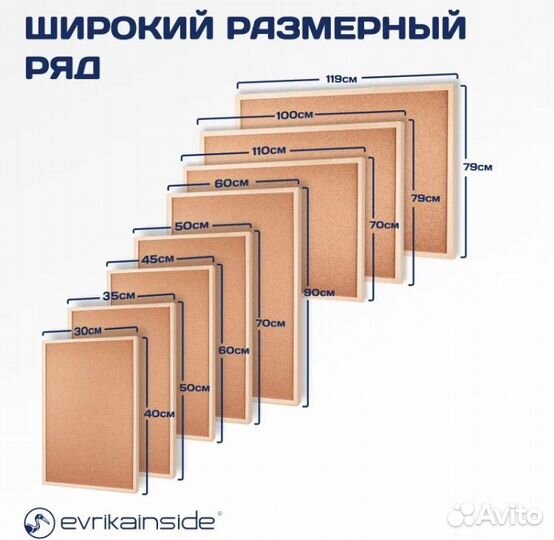 Доска пробковая Evrikainside 60 x 45 см