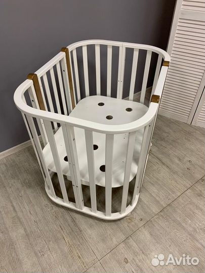 Кровать трансформер 5 в 1, цвет белый/стойки бук