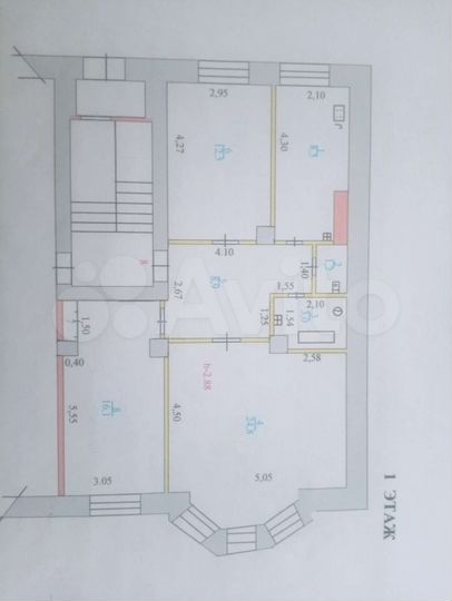 3-к. квартира, 80 м², 1/2 эт.