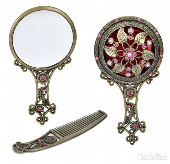 Подарочный набор зеркальце и расчёска в коробочке