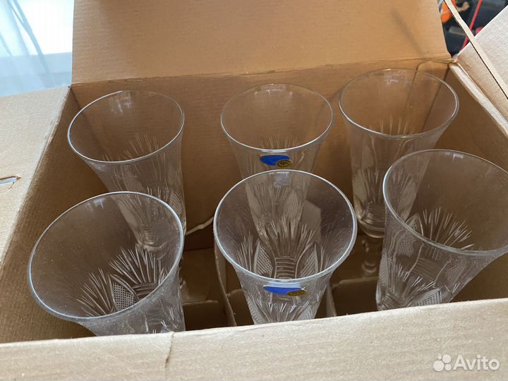 Хрустальные фужеры для шампанского, набор 6 штук