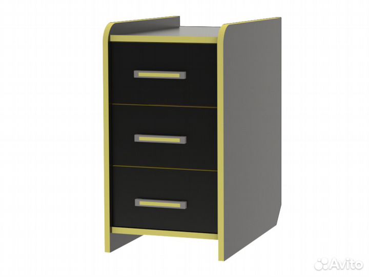 Компьютерный стол №9.1 и тумба №9.3 черный/желтый