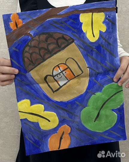 Рисунок дочки - мышонок и желудь