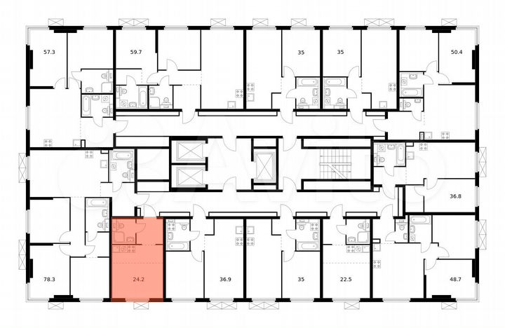 Квартира-студия, 24,2 м², 22/24 эт.