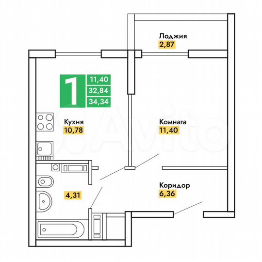 1-к. квартира, 35,7 м², 8/10 эт.