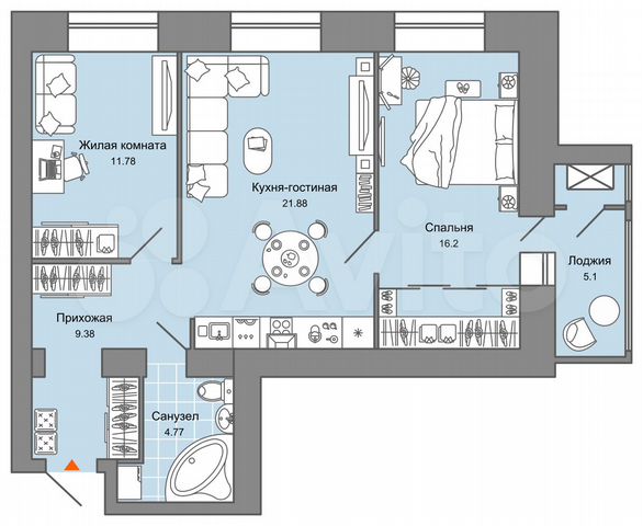 2-к. квартира, 67 м², 1/6 эт.