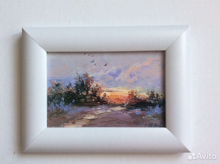 Картина маслом Утро, летний пейзаж