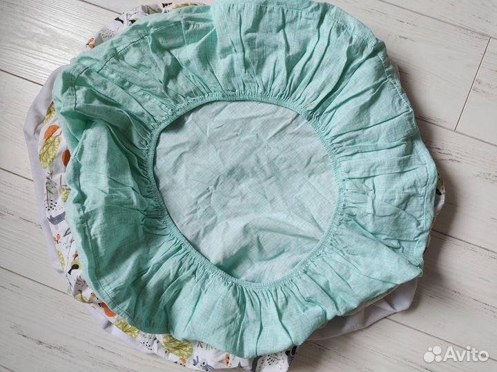 Бортики, простынь на круглую кроватку