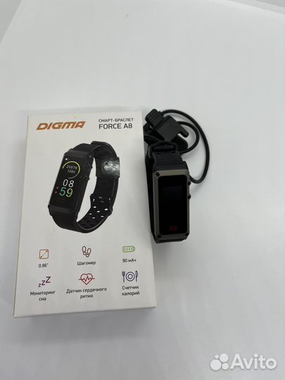 Умный фитнес браслет digma Force A8, черный новый