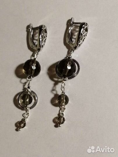 Серьги с раухтопазом