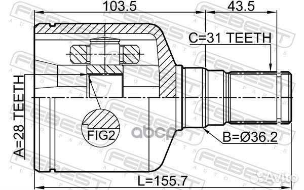 Шрус внутренний левый 28X36.2X31 подходит для F