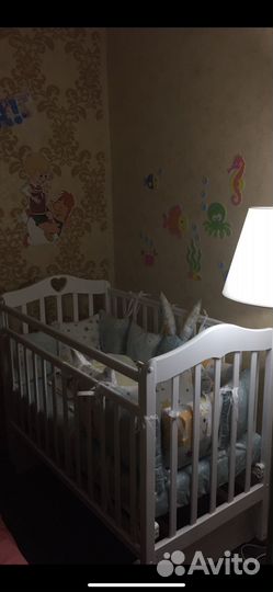 Детская кровать с матрасом и бортиками