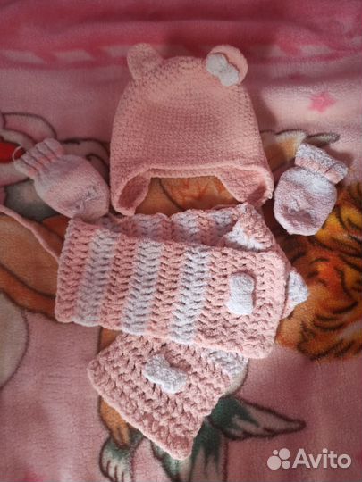 Шапка+шарф+варежки