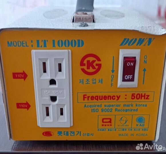 Понижающий трансформатор 220 110,1кв,Корея