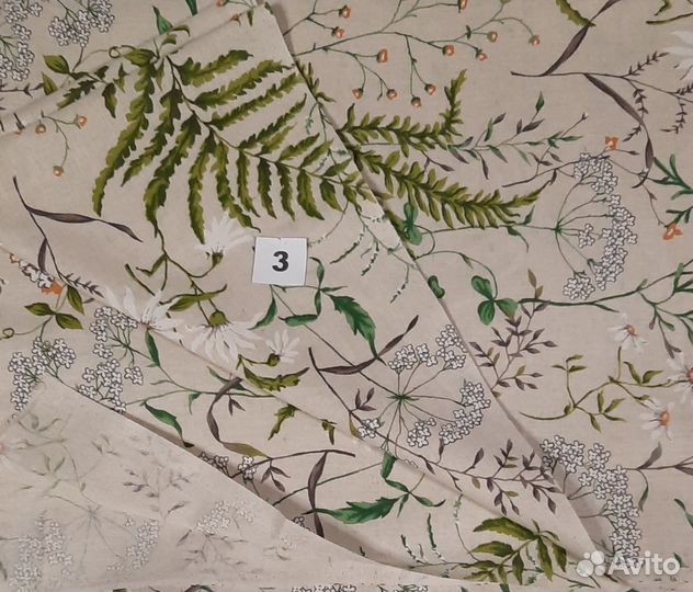 Отрезы тканей сатин, полулен, батист, муслин