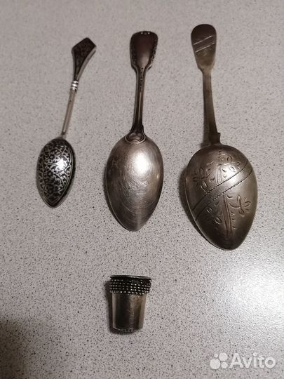 Серебро 875, ложки, наперсток