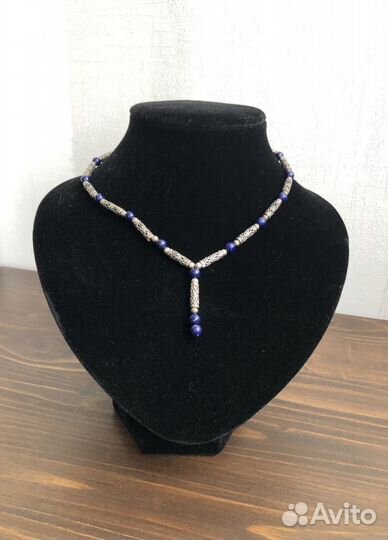 Серебряное колье 925 с лазуритом Винтаж