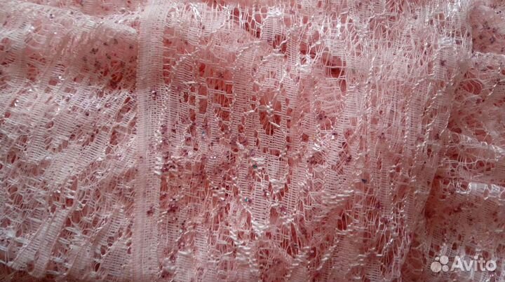 Тюль (ткань) розовая с блестками