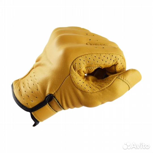 Мотоперчатки кожаные E-Riil желтые