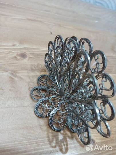 Салфетница мельхиоровая, СССР, скань