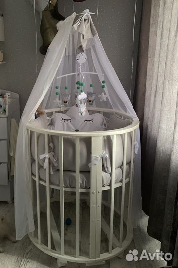 Балдахин с держателем для детской кроватки