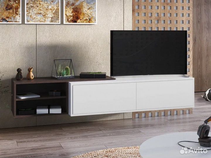 Тумба Подвесная 01 (Венге/Белый/Белый лакобель)