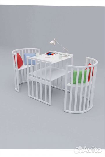 Детская кроватка трансформер с маятником круглая