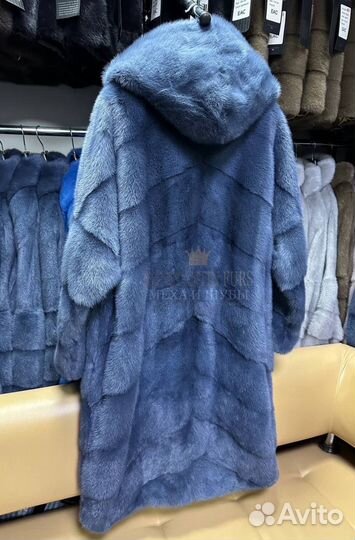 Норковая шуба с капюшоном