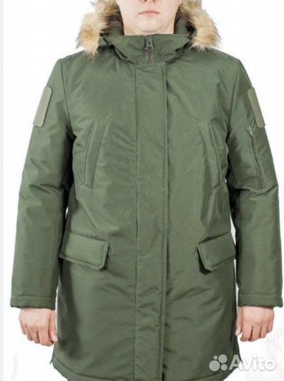 Куртка зимняя офисная (аляска) зеленого цвета