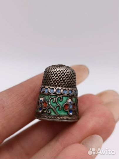 Наперсток эмали серебро 84 проба нач. XX в