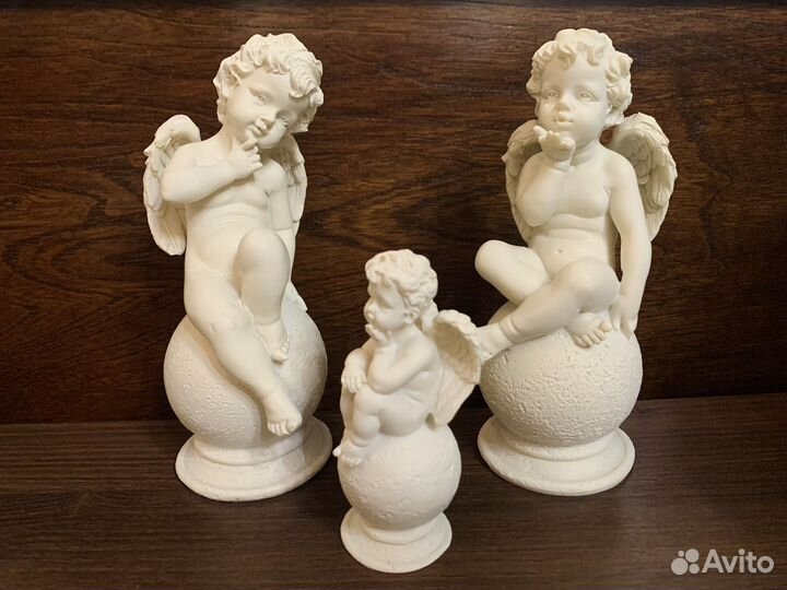 Ангелы 3 шт. фигурки статуэтки алебастр