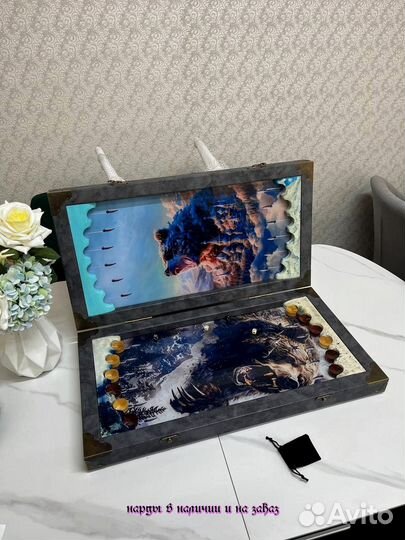 Нарды ручной работы со стеклом 