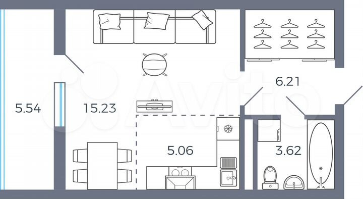 Квартира-студия, 32,9 м², 13/16 эт.