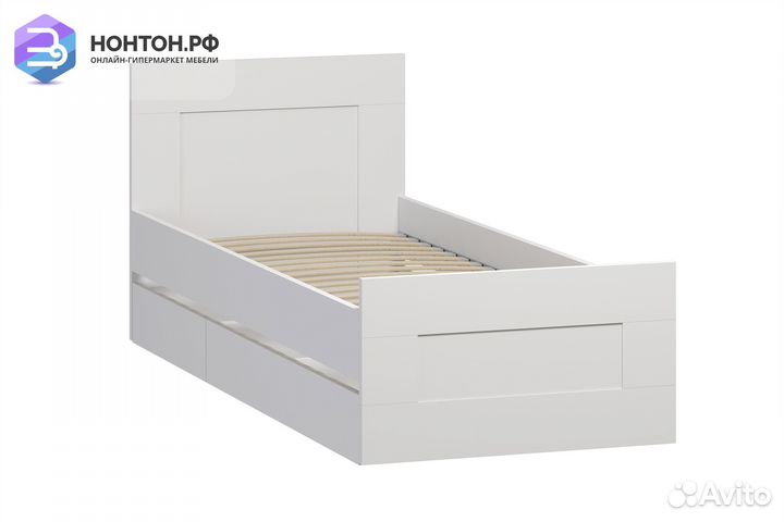 Кровать односпальная Сириус белая с ящиками