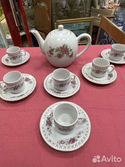 Старинный кофейный набор. 6 шт. фарфор китай