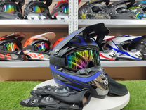 Мотоциклетный кроссовый шлем+очки, маска,перчатки