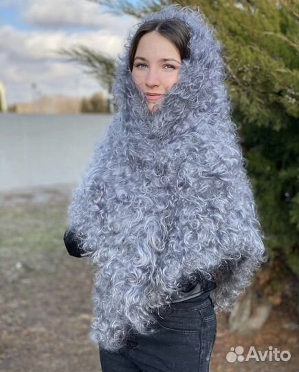 Пуховая косынка кудрявая Козий пух