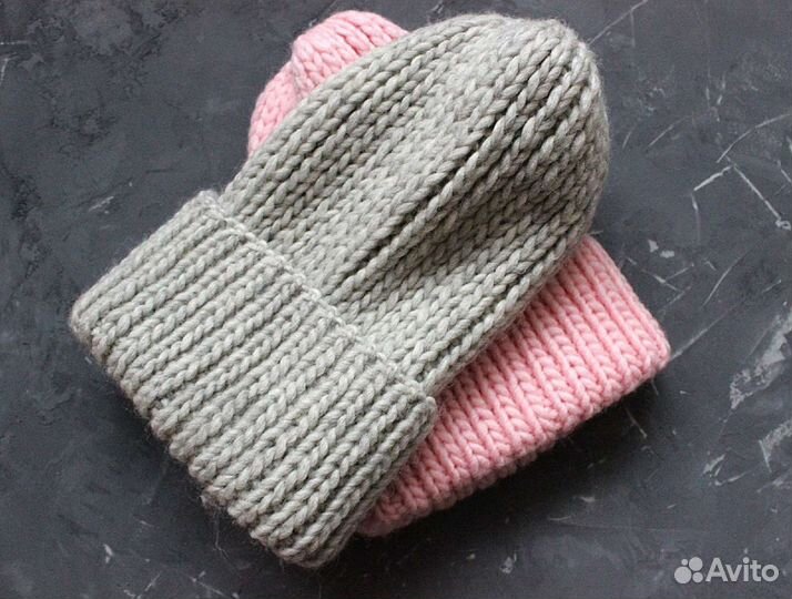 Вязаная шапка из толстой пряжи