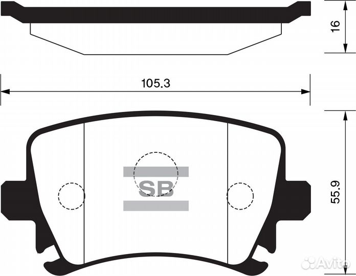 Колодки тормозные задние (105,5*56,4) Audi A6 III 05, Q3 11, VW Passat VI, VII 05, Passat CC I, II 0