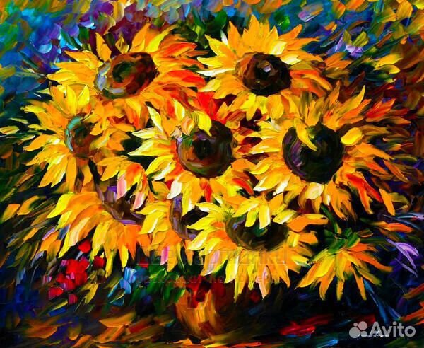 Картина по номерам 40x50 Собранный букет подсолнух
