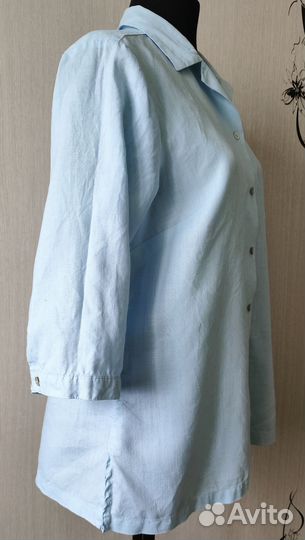 Блузка рубашка женская льняная р. 48 бу