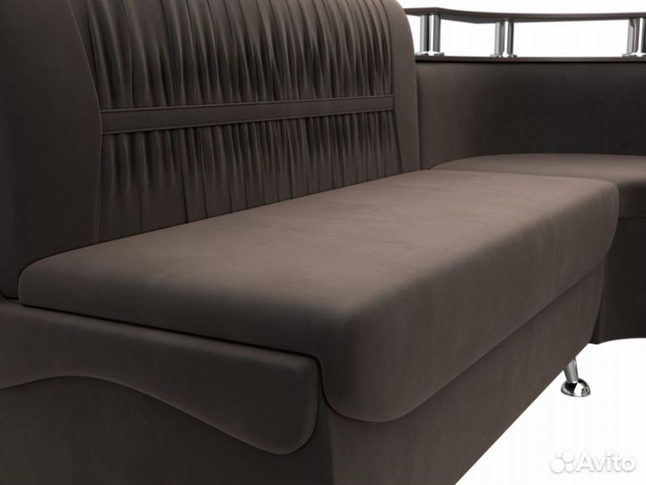 Диван кухонный угловой Сидней правый угол, велюр, коричневый