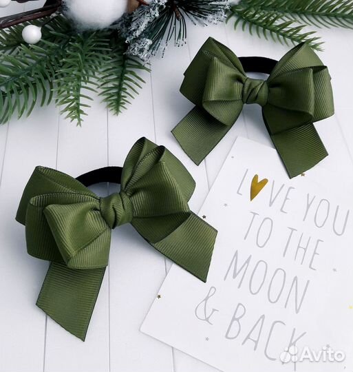 Бантики на 23 февраля и 9 мая, цвет хаки