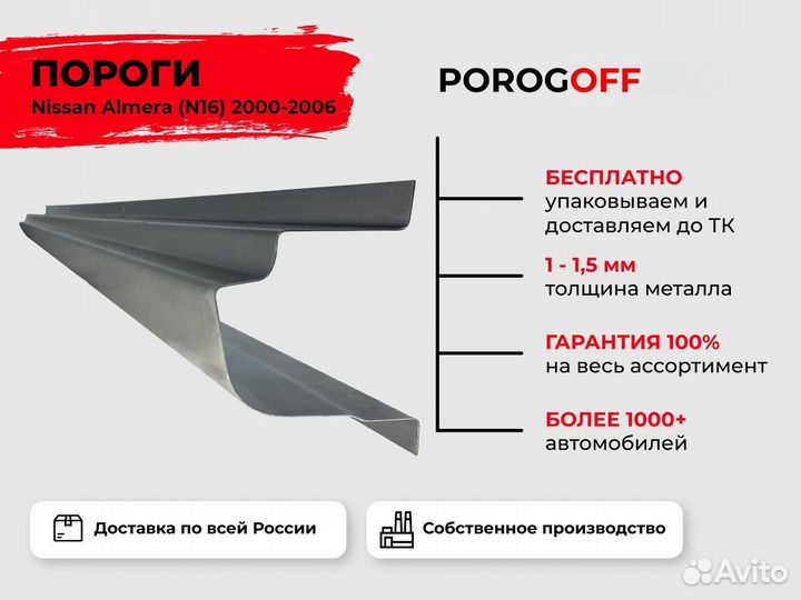 Ремонтные пороги Nissan Almera N16 Хэтчбек