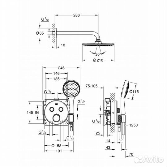 Душевой комплект Grohe Grohtherm SmartControl 347